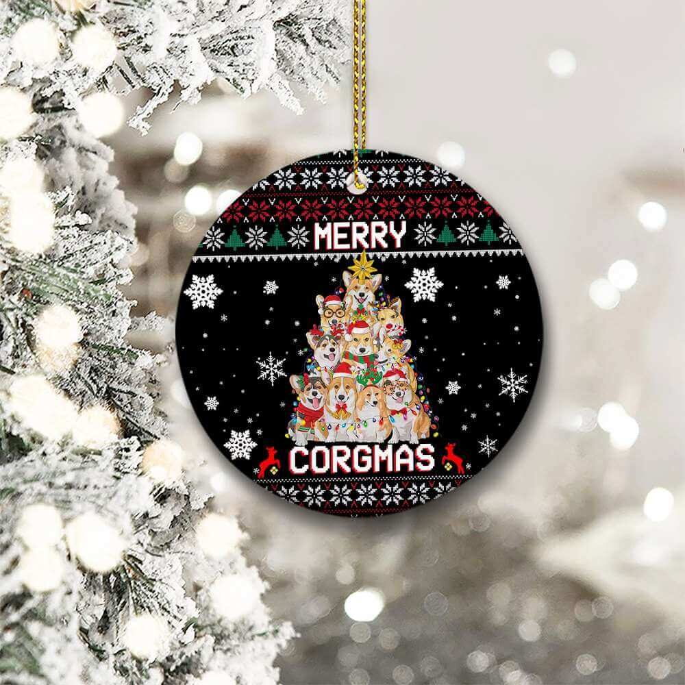 Merry Corgmas Ceramic Ornament, Corgi Dog Gift For 2022 - Ettee - 2022