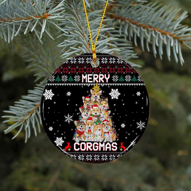 Merry Corgmas Ceramic Ornament, Corgi Dog Gift For 2022
