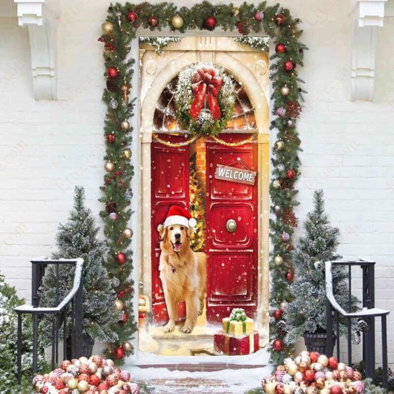 Golden Retriever Door Cover, Christmas 2022 Home Decoration