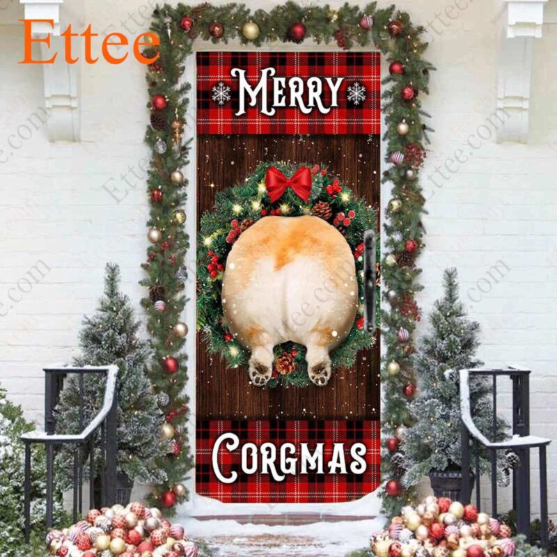 Merry Corgmas Door Cover, Christmas 2022 Home Decoration