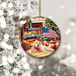 Golden Retriever Ceramic Ornament, I Believe In Santa Paws - Ettee - Ceramic ornament