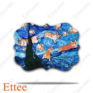Corgi Starry Night Dog Ceramic Ornament, Gift for Dog Lover - Ettee - Ceramic ornament
