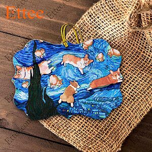 Corgi Starry Night Dog Ceramic Ornament, Gift for Dog Lover - Ettee - Ceramic ornament
