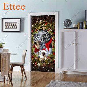 Pugs Peeking Dogs Door Cover, 2022 Christmas Home Decoration For Pug Lovers - Ettee - 2022