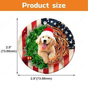 Golden Retriever American Wreath Ceramic Ornament, Perfect Gift 2022 - Ettee - 2022