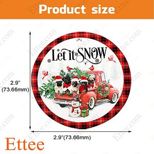 Pugs Red Truck Ceramic Ornament, Let It Snow Dog Gift 2022 - Ettee - 2022