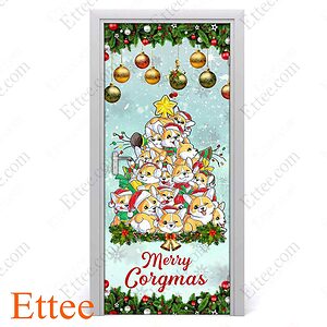 Corgi Christmas Tree Door Cover, Merry Corgmas Christmas 2022 Home Decoration - Ettee - christmas 2022