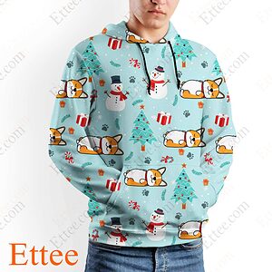 Funny Corgi Sleeping 3D Zip Hoodie, 2022 Christmas Gift For Corgi Lovers - Ettee - 2022 Christmas Gift