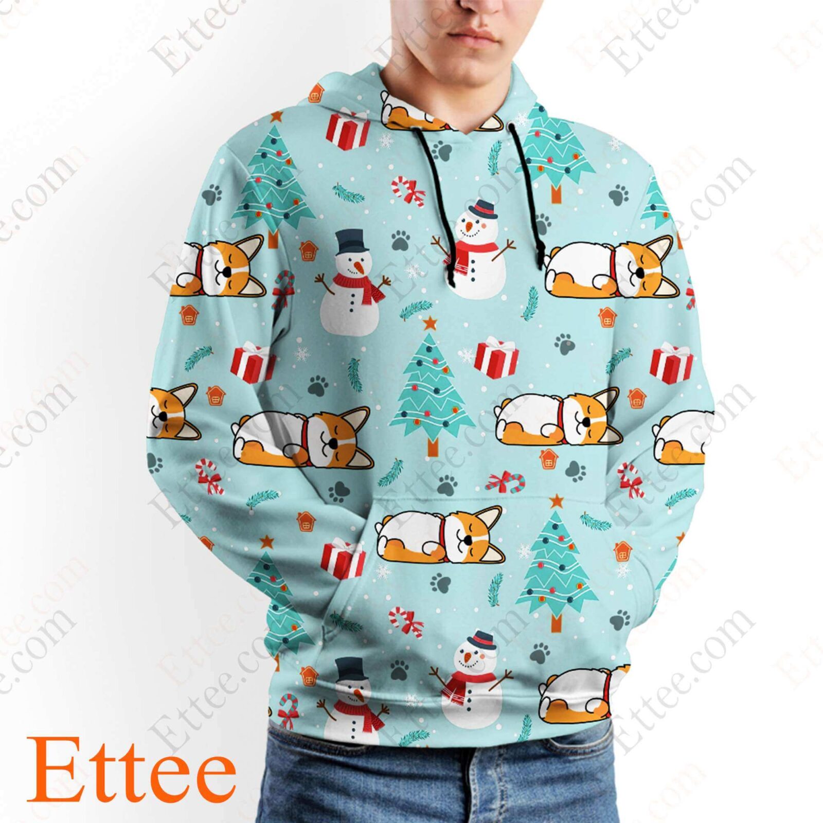 Funny Corgi Sleeping 3D Zip Hoodie, 2022 Christmas Gift For Corgi Lovers - Ettee - 2022 Christmas Gift