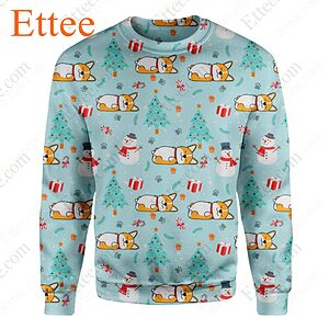 Funny Corgi Sleeping 3D Zip Hoodie, 2022 Christmas Gift For Corgi Lovers - Ettee - 2022 Christmas Gift