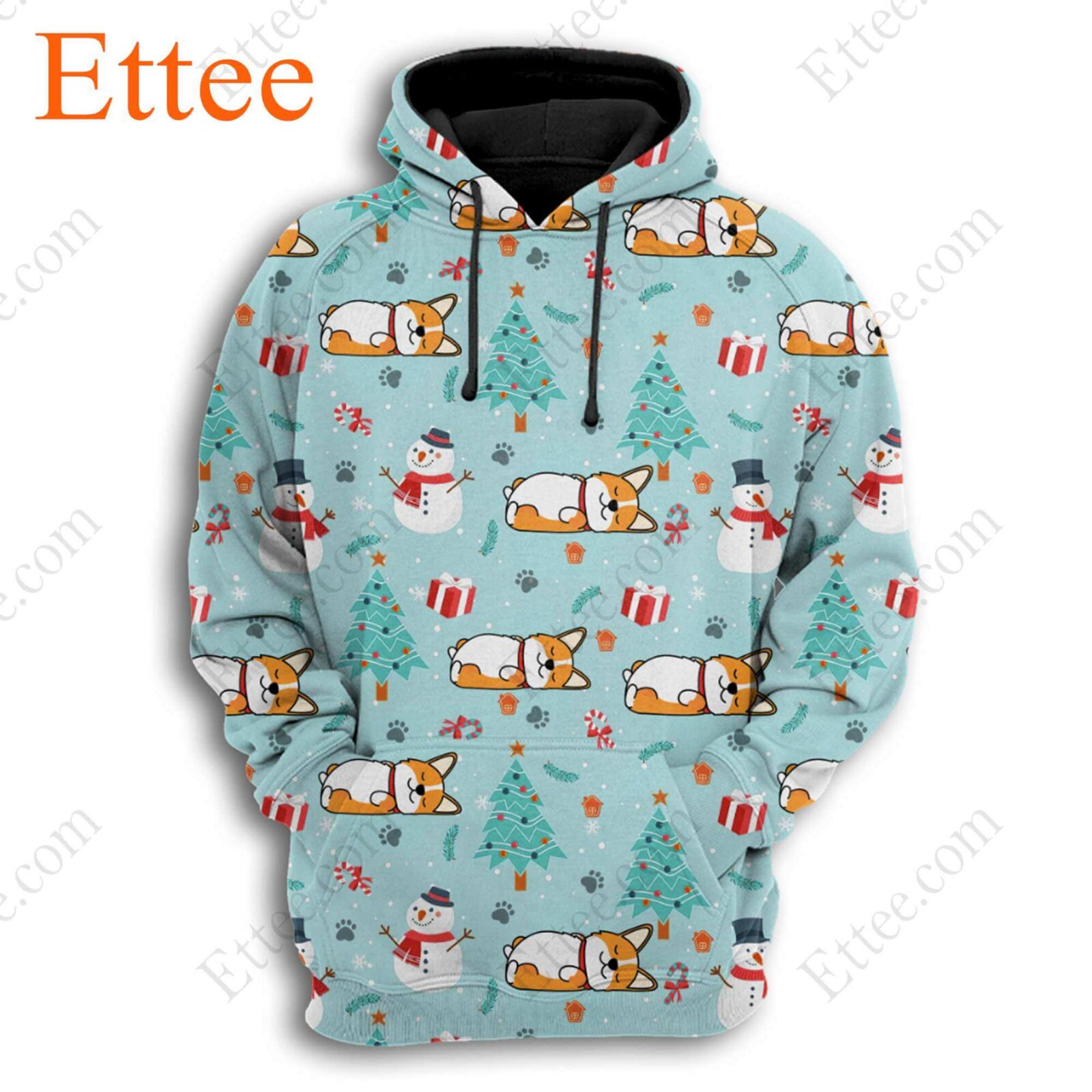 Funny Corgi Sleeping 3D Zip Hoodie, 2022 Christmas Gift For Corgi Lovers - Ettee - 2022 Christmas Gift