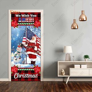 Santa Clause US Door Cover, We Wish You Ameri Christmas - Ettee - 2022 door cover