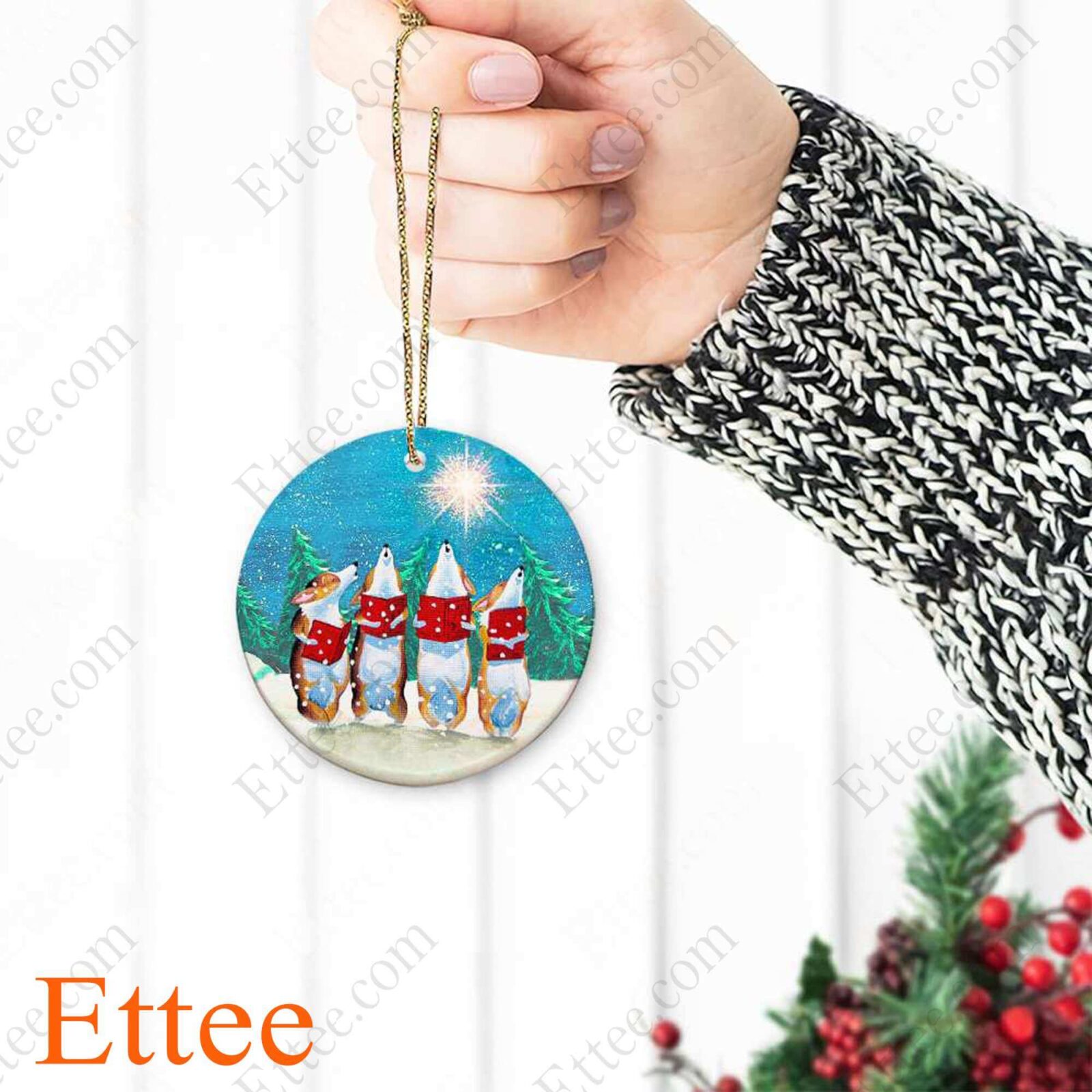 Corgi Singing Christmas Carols Ornament 2022 - Ettee - 2022