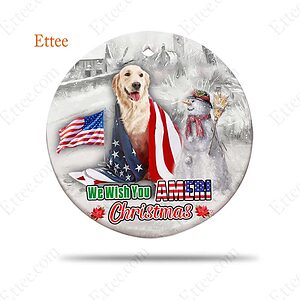 Golden Retriever Ceramic Ornament, We Wish You Ameri Christmas - Ettee - Ameri Christmas