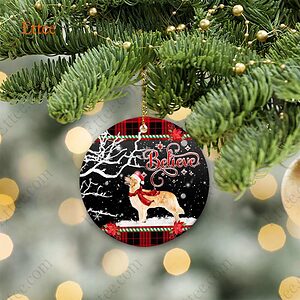 Golden Retriever Believe Ceramic Ornament, Christmas Dog Gift 2022 - Ettee - 2022