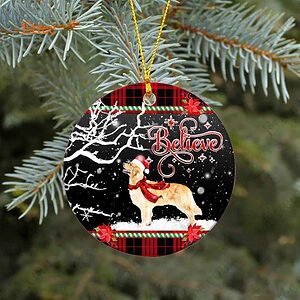 Golden Retriever Believe Ceramic Ornament, Christmas Dog Gift 2022 - Ettee - 2022