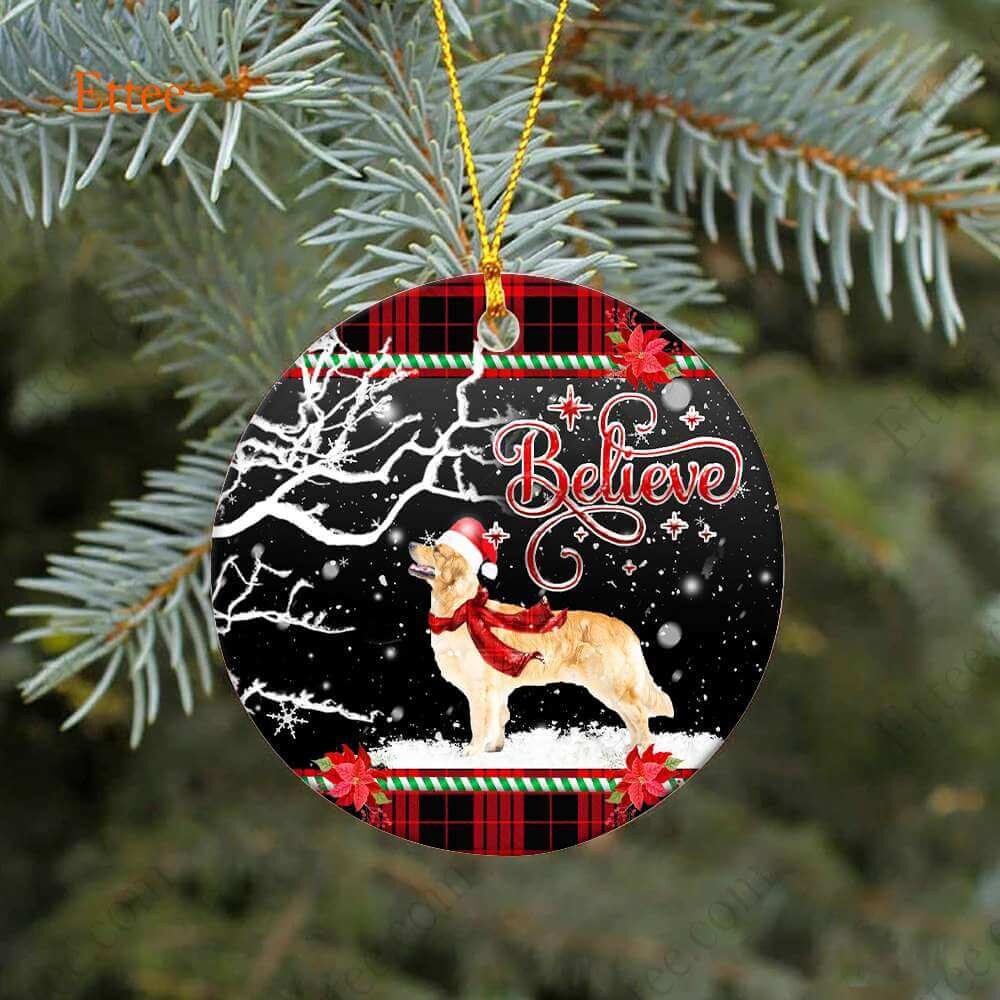 Golden Retriever Believe Ceramic Ornament, Christmas Dog Gift 2022 - Ettee - 2022