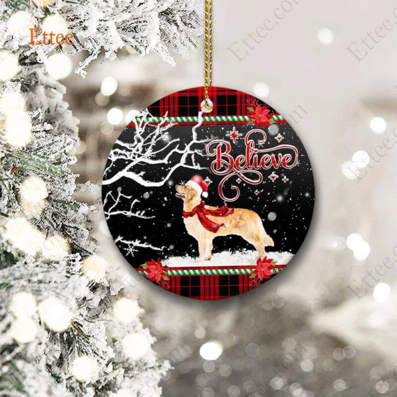 Golden Retriever Believe Ceramic Ornament, Christmas Dog Gift 2022