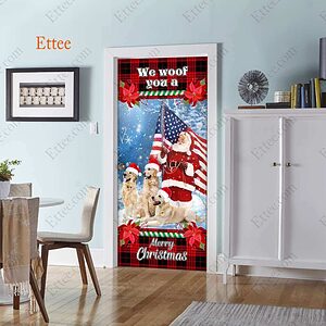 Golden Retriever & Santa Clause Door Cover, We Woof You A Merry Christmas - Ettee - active lifestyle