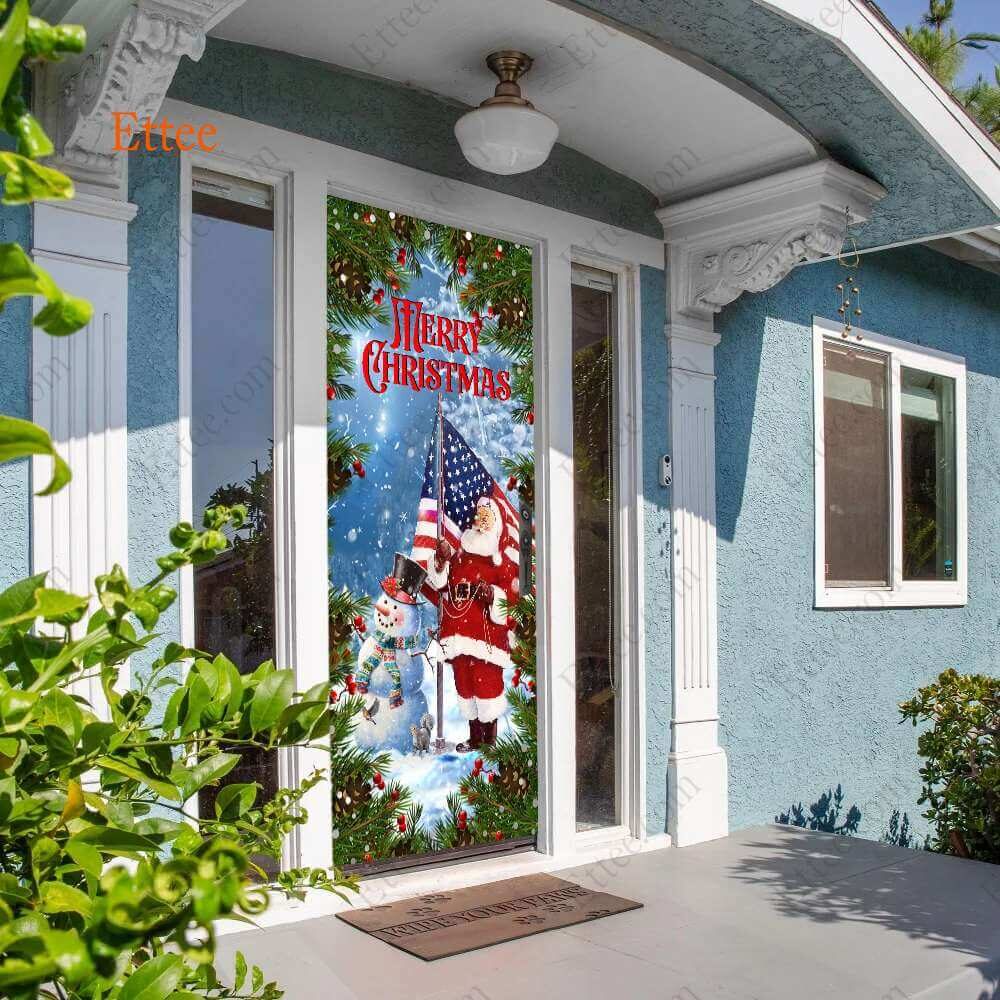 American Santa Clause Door Cover, Merry Christmas 2022 - Ettee - American Santa Claus