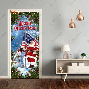 American Santa Clause Door Cover, Merry Christmas 2022 - Ettee - American Santa Claus