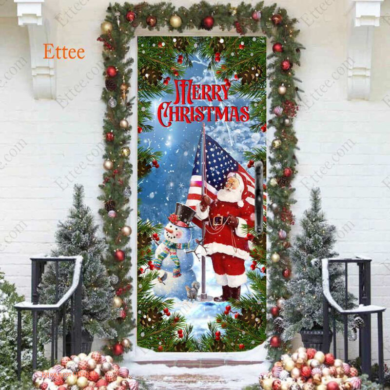 American Santa Clause Door Cover, Merry Christmas 2022