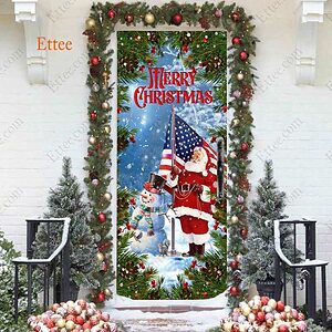 American Santa Clause Door Cover, Merry Christmas 2022 - Ettee - American Santa Claus