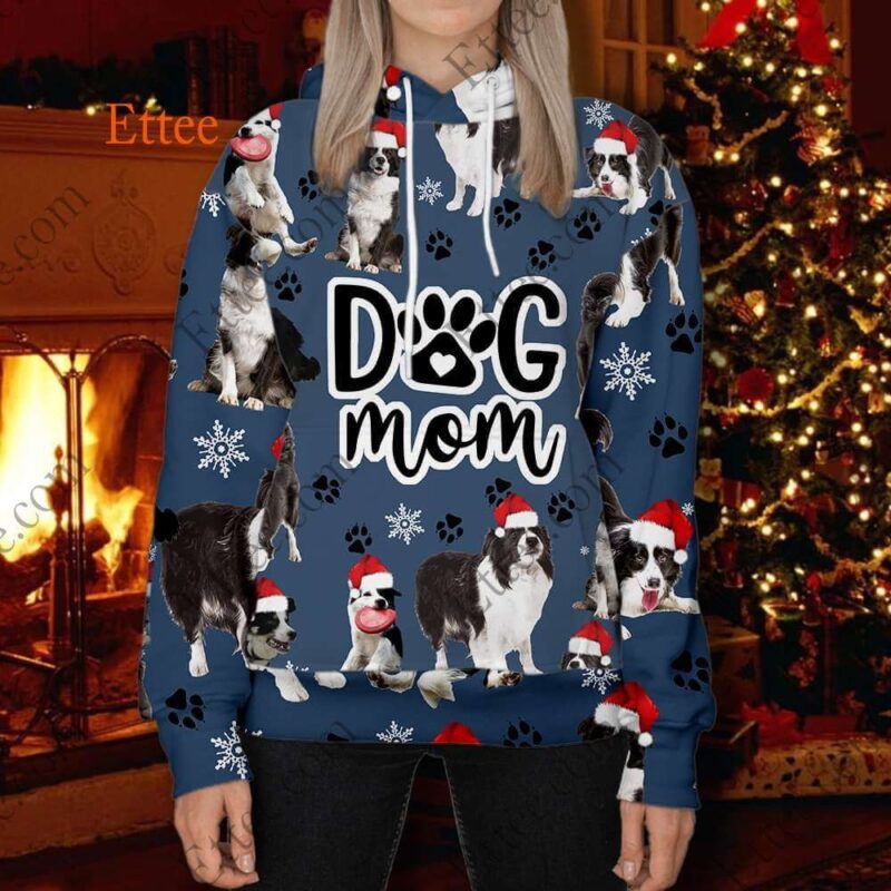 Border Collie 3D Unisex Hoodie, Dog Mom Christmas 2022