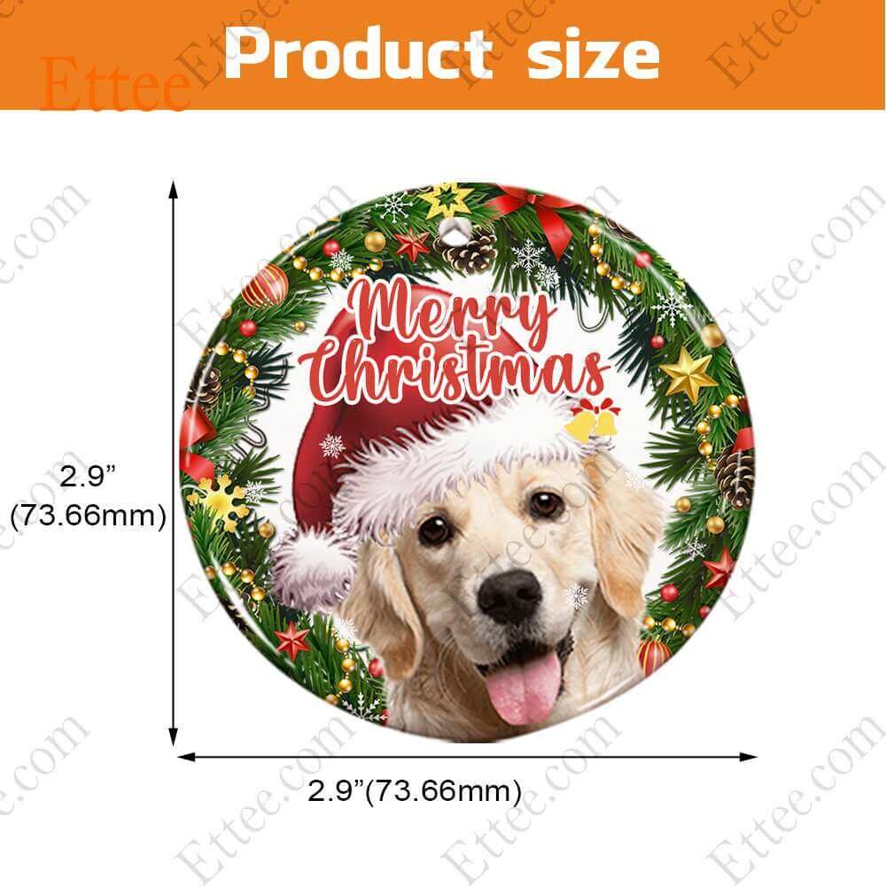 Golden Retriever Christmas Wreath Ceramic Ornament, Merry Christmas 2022 - Ettee - Ceramic ornament
