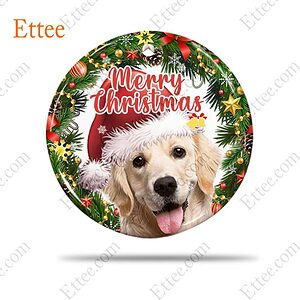Golden Retriever Christmas Wreath Ceramic Ornament, Merry Christmas 2022 - Ettee - Ceramic ornament
