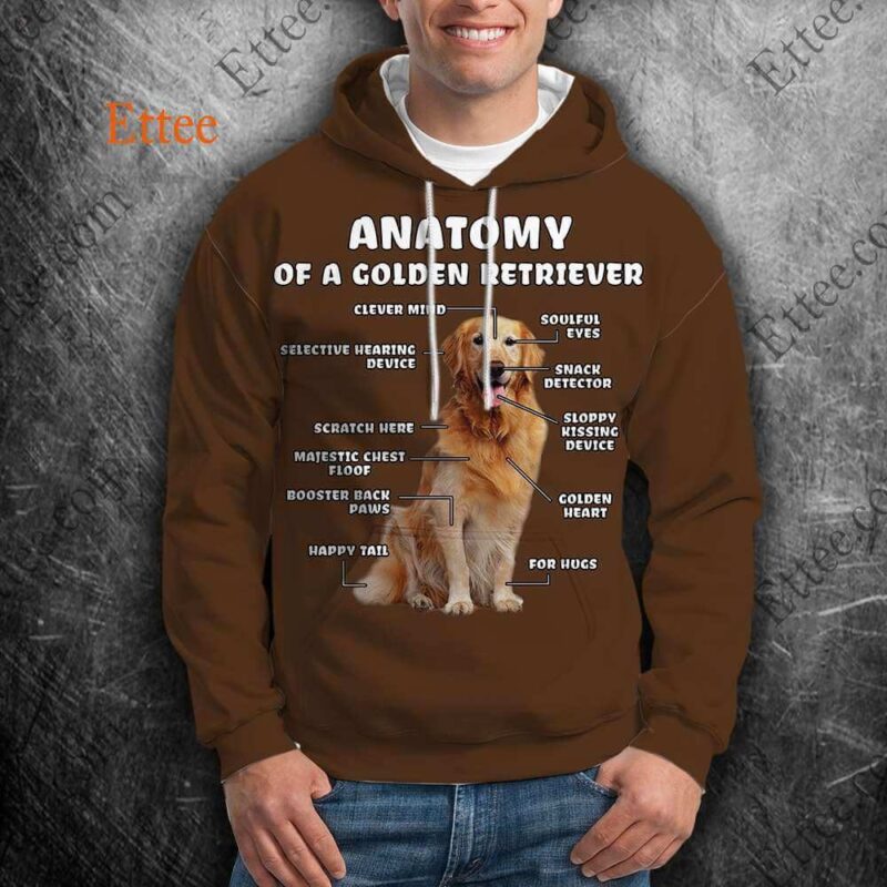 Anatomy Of A Golden Retriever 3D Unisex Hoodie, Perfect Gift For Dog Lovers
