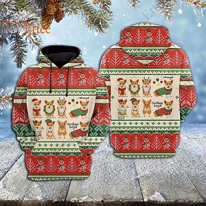 Christmas Corgis 3D Unisex Hoodie, 2022 Dog Gift For Corgi Lovers - Ettee - 2022