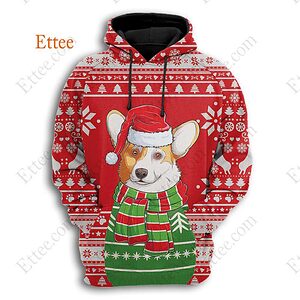 Corgi Dog 3D Unisex Hoodie Christmas Gift for Dog Lovers - Ettee - 3D