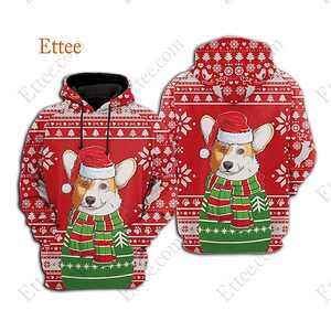 Corgi Dog 3D Unisex Hoodie Christmas Gift for Dog Lovers - Ettee - 3D