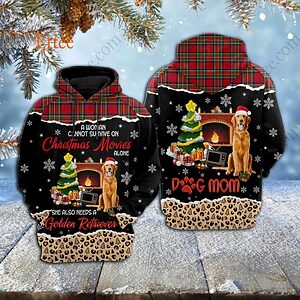 Golden Retriever 3D Hoodie, A Woman Cannot Survive On Christmas Movies Alone - Ettee - 3D Hoodie