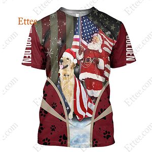 Golden Retriever Santa Claus 3D Unisex Hoodie, US Dog Gift 2022 - Ettee - 2022