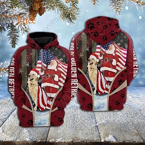 Golden Retriever Santa Claus 3D Unisex Hoodie, US Dog Gift 2022 - Ettee - 2022