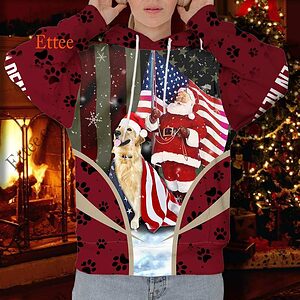 Golden Retriever Santa Claus 3D Unisex Hoodie, US Dog Gift 2022 - Ettee - 2022