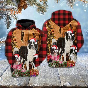 Border Collie Vintage 3D Unisex Hoodie, Dog Gift 2022 - Ettee - 2022