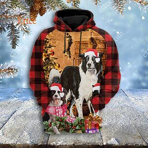 Border Collie Vintage 3D Unisex Hoodie, Dog Gift 2022 - Ettee - 2022