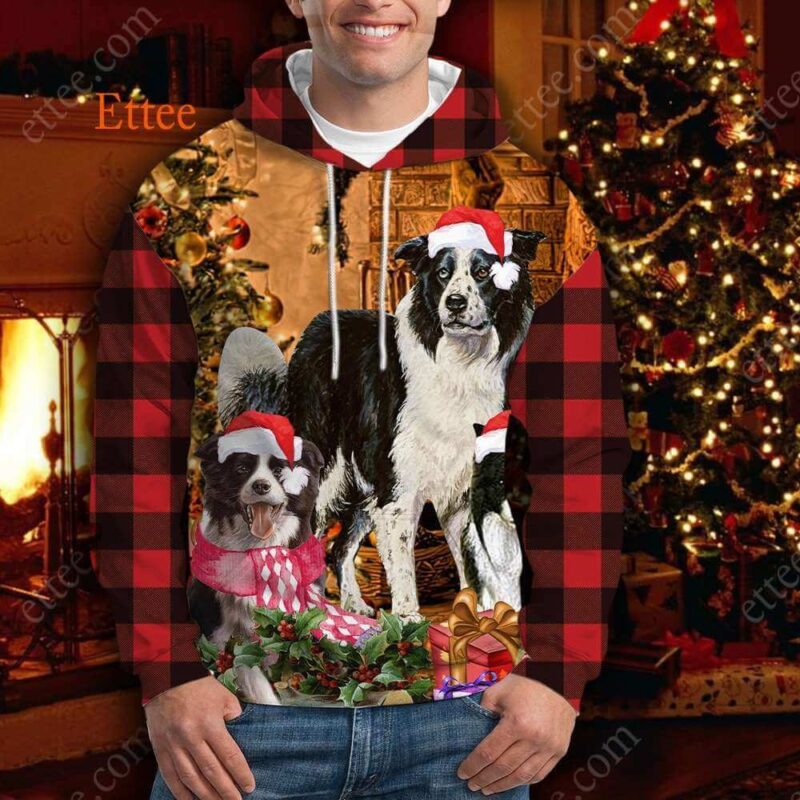 Border Collie Vintage 3D Unisex Hoodie, Dog Gift 2022