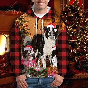 Border Collie Vintage 3D Unisex Hoodie, Dog Gift 2022 - Ettee - 2022