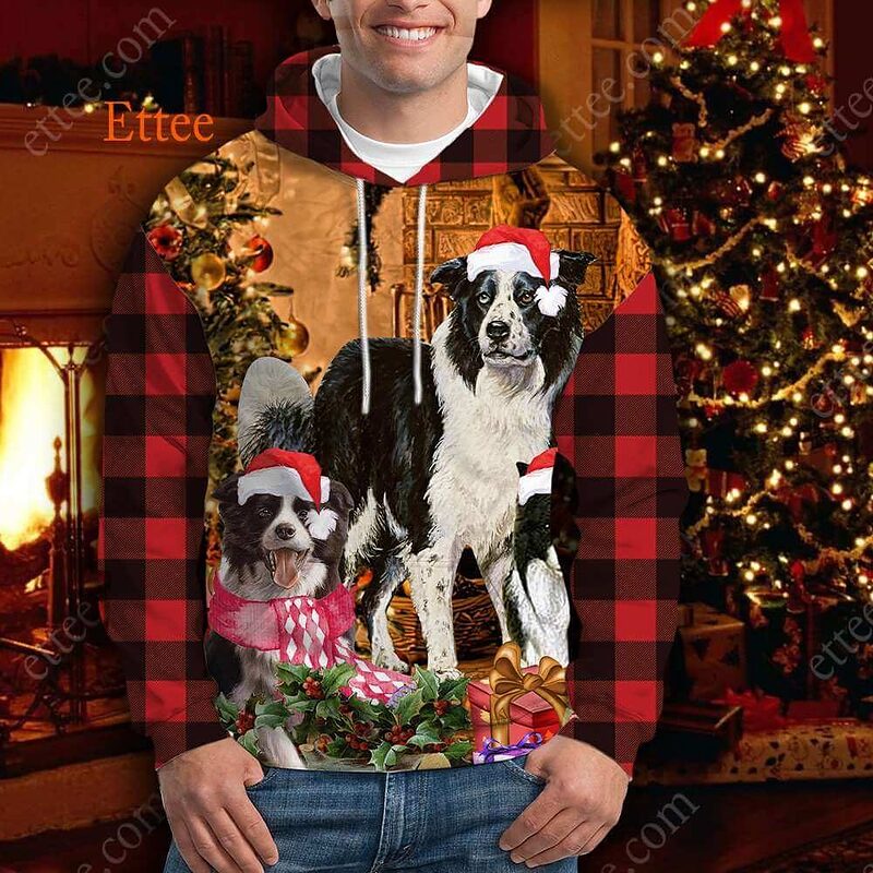 Border Collie Vintage 3D Unisex Hoodie, Dog Gift 2022 - Ettee - 2022