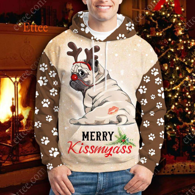 Pug Merry Kissmyas@, Funny Cute Dog Gift