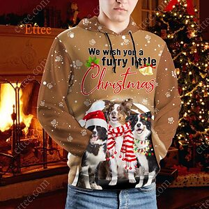 Border Collie 3D Unisex Hoodie, We Wish You A Furry Little Christmas - Ettee - 3D