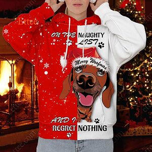 Dachshund Wiener Dog 3D Unisex Hoodie, On The Naughty List - Ettee - 3D