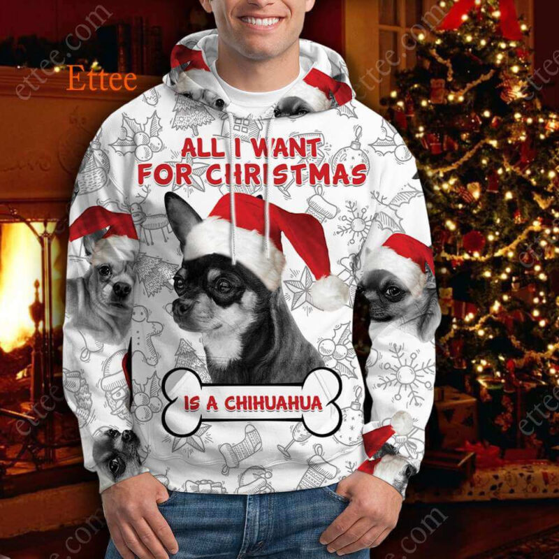 Chihuahua Sketch 3D Unisex Hoodie
