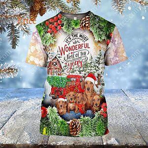 Dachshund Dog Christmas 3D Unisex Hoodie, It's The Most Wonderful Time Of The Year - Ettee - 3D