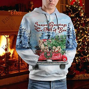 Golden Retrievers Season Greetings To All of You 3D Unisex Hoodie - Ettee - 3D