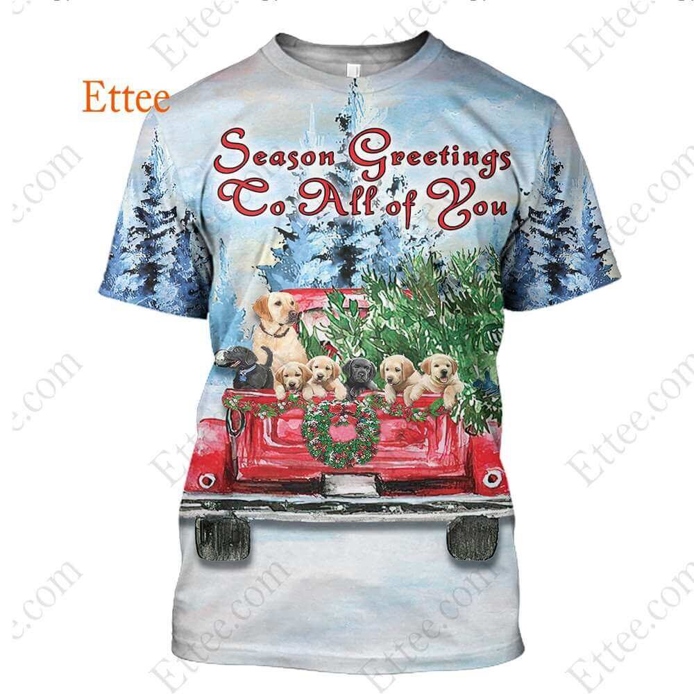 Golden Retrievers Season Greetings To All of You 3D Unisex Hoodie - Ettee - 3D